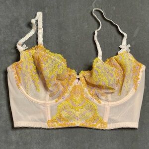 Victoria’s Secret VS Very Sexy Pink Floral Lace Cropped Corset Bra Size 34D
